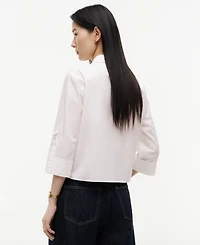 Tommy Hilfiger Women's Cropped Collared Roll-Tab Cotton Shirt