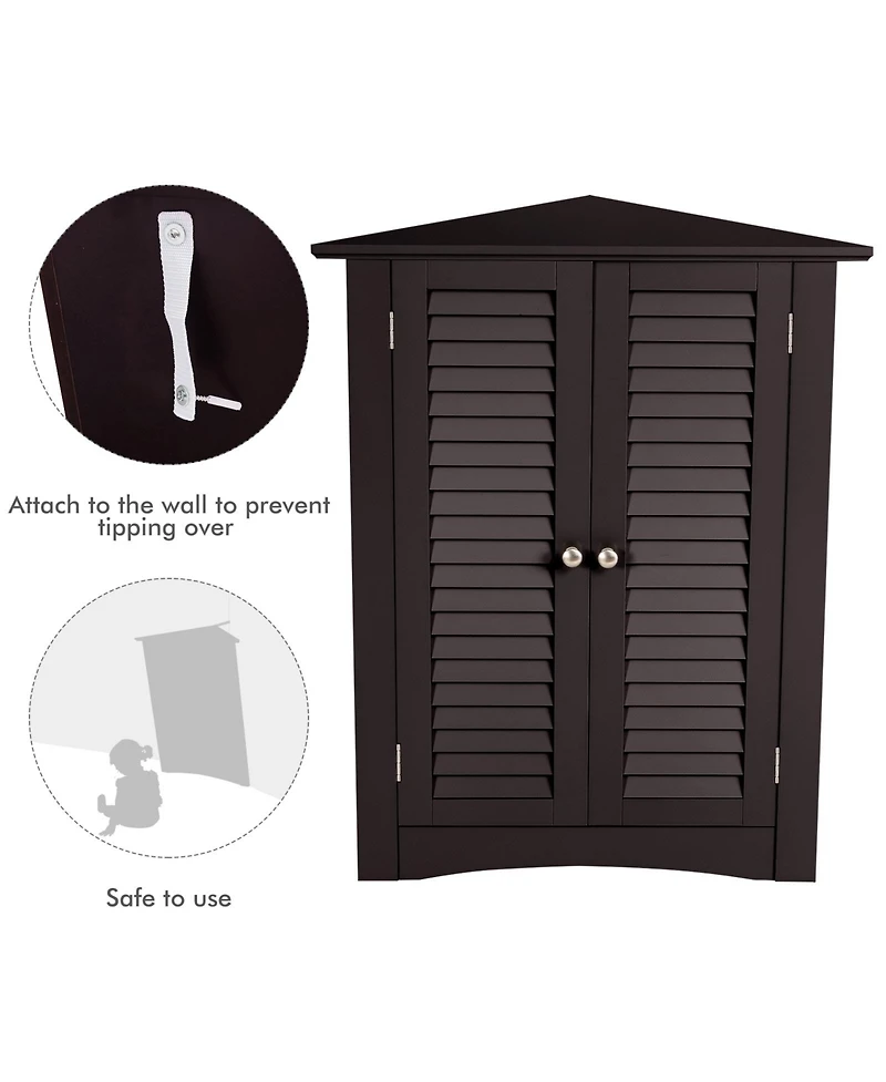 Volenca Corner Bathroom Cabinet with Shutter Doors, 25-in W x 32-in H