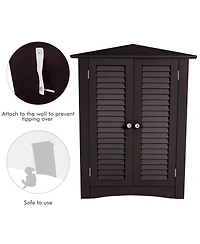 Volenca Corner Bathroom Cabinet with Shutter Doors, 25-in W x 32-in H