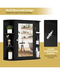 Volenca Wall-Mounted Bathroom Mirror Cabinet with Open Shelves, 26-in W