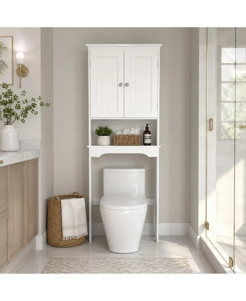 Phying Over The Toilet Storage Cabinet Wooden Bathroom Space Saver Shelf Multipurpose Wall Mount Bathroom Organizer Cabinet For Home Bathroom Storage