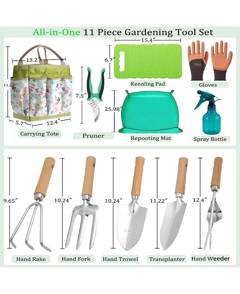 Xdovet Heavy duty stainless steel gardening tool set with storage bag