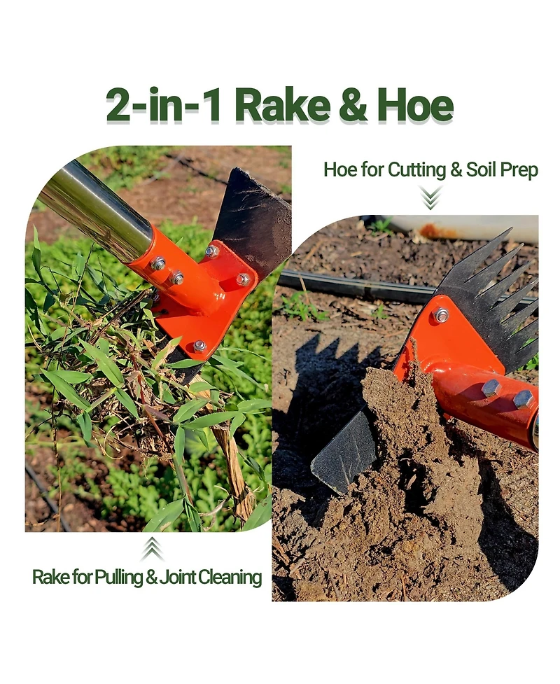 Xdovet Garden Hoe Weed Puller Rake 60 Inch Adjustable Handle Spring Steel Head Yard Tool