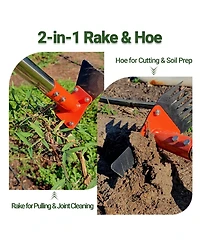 Xdovet Garden Hoe Weed Puller Rake 60 Inch Adjustable Handle Spring Steel Head Yard Tool