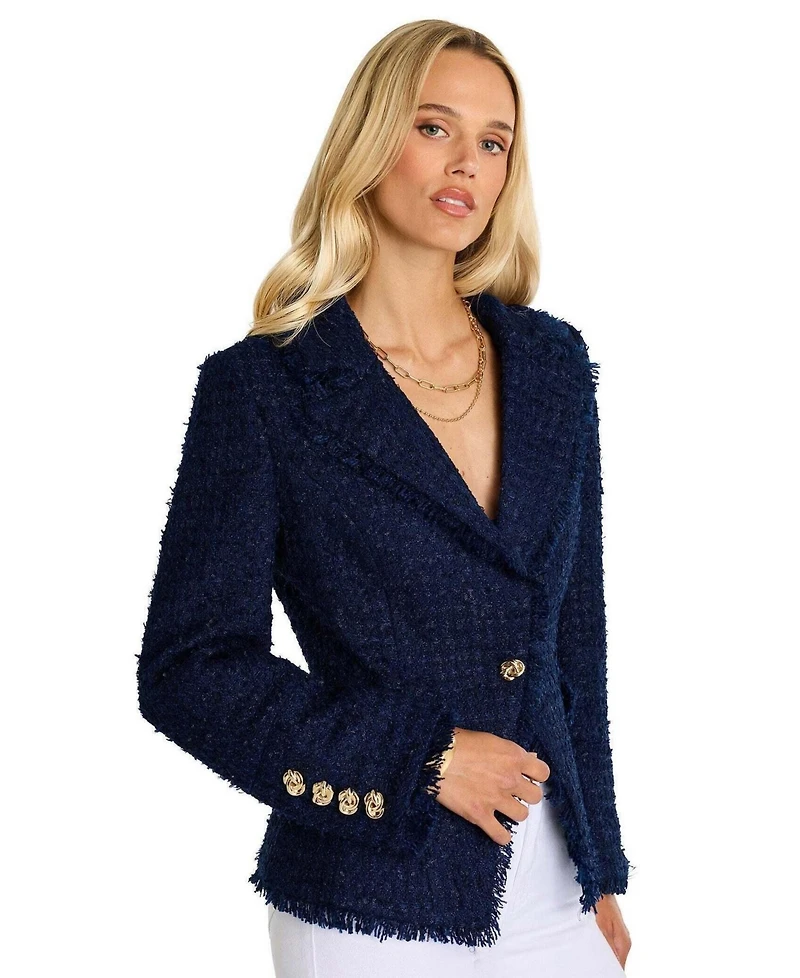 The Noli Shop Women's Giselle Single Breasted Tweed Blazer