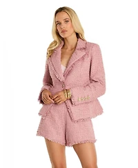 The Noli Shop Women's Giselle Single Breasted Tweed Blazer