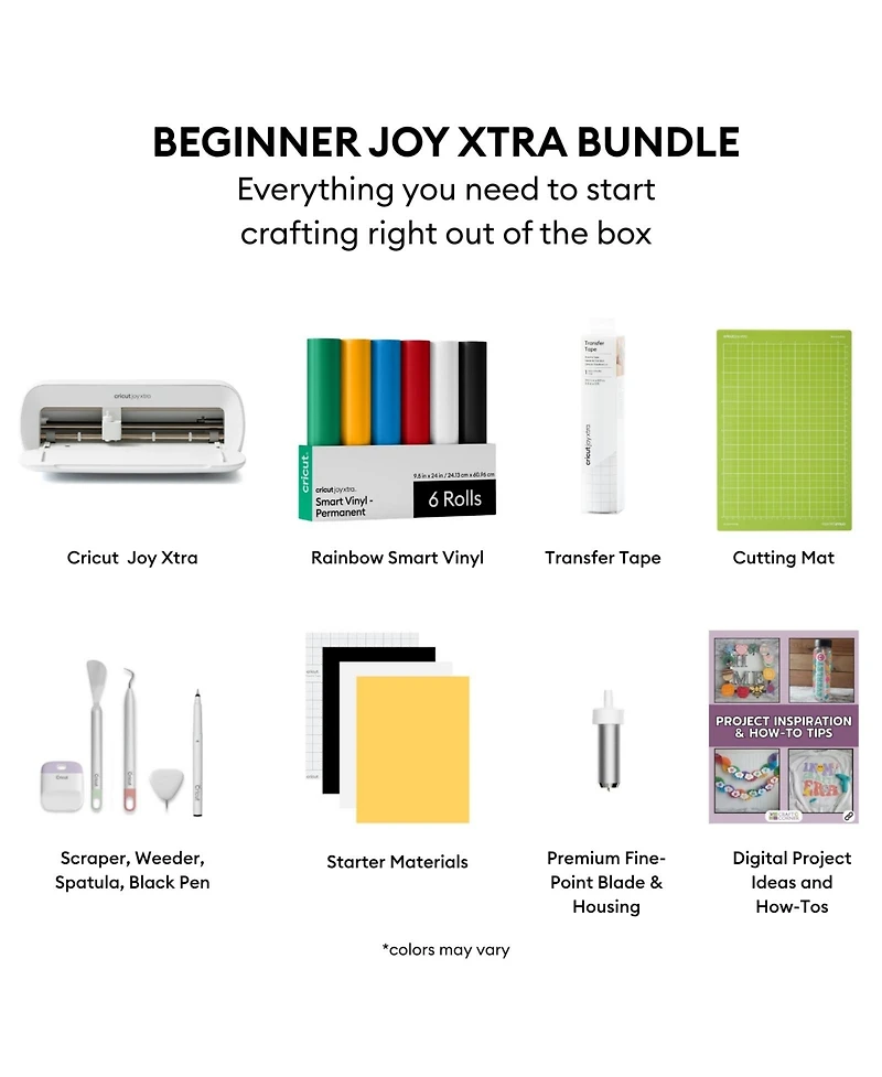 Cricut Joy Xtra Die-Cutting Machine with Smart Vinyl Sampler Packs, Transfer Tape and Tool Set Bundle