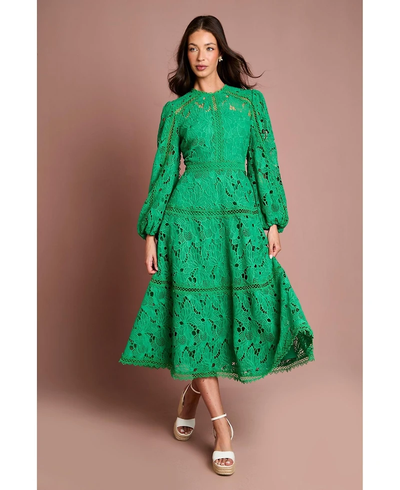 Coast Women's Lace Panel Long Sleeve Midi Dress