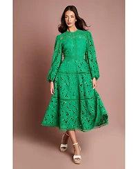 Coast Women's Lace Panel Long Sleeve Midi Dress