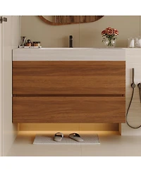 Phying 29.9 Inch Modern Floating Bathroom Vanity Wall Mounted Bath Cabinet Sink Space Saving Bathroom Furniture for Small Bathrooms Apartments