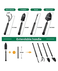 Xdovet Garden Tools Set Extension Handles 5 Piece Steel Rust-proof Weeding Planting Kit