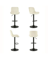 Rainsken Contemporary Adjustable Barstool Set of 2, Faux Leather Swivel Seats with Back, Counter Height Metal Chairs, for Bar, Kitchen, Dining Room