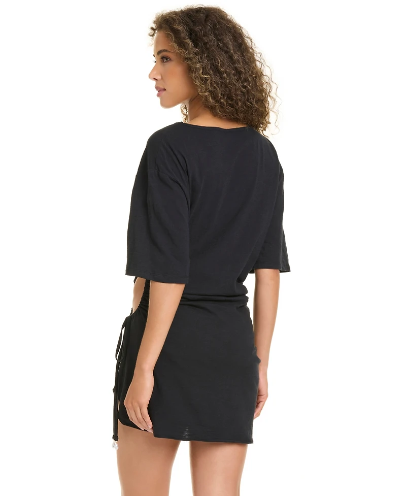 Sanctuary Women's Coastal Covers Shirred Side Swim Cover Up Shirtdress