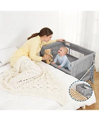 homfan 41 x 29 31 Inches Baby Playard with One-Button Fold, Portable Travel Playpen for Indoor Outdoor Use