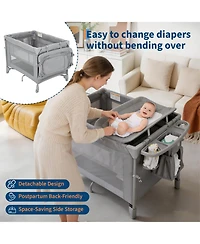 homfan 41 x 29 31 Inches Baby Playard with One-Button Fold, Portable Travel Playpen for Indoor Outdoor Use