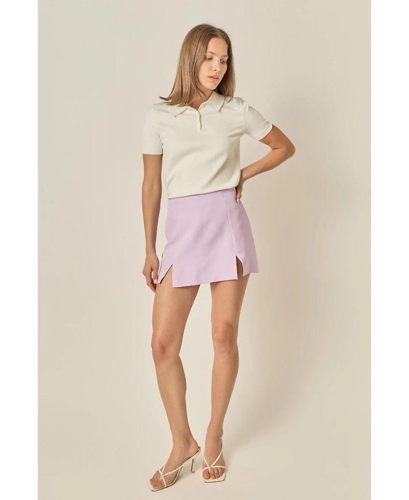 English Factory Women's Side Slit Mini Skort