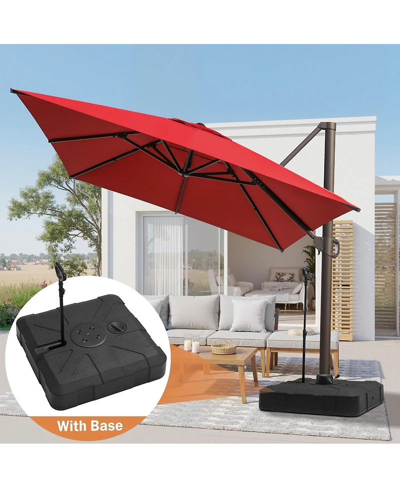 Pellebant Outdoor Patio 10X13Feet Aluminum Cantilever Umbrella with Rod Wheel Base
