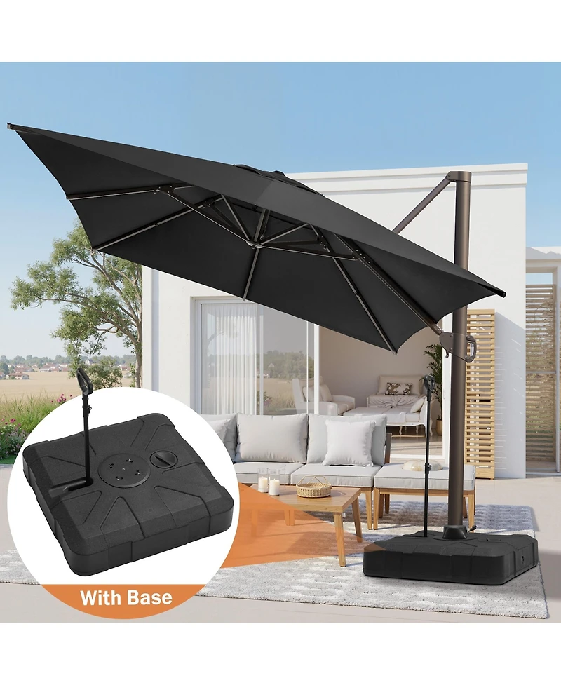 Pellebant Outdoor Patio 10X13Feet Aluminum Cantilever Umbrella with Rod Wheel Base