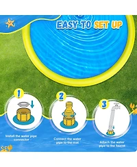 Aofar 107" Splash Pad Sprinkler Kids Dog Pool Outdoor Water Play Yard
