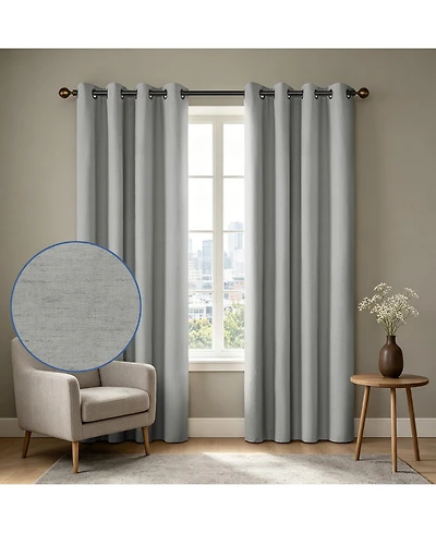 Linen Blend Total Blackout Grommet Curtains Pair