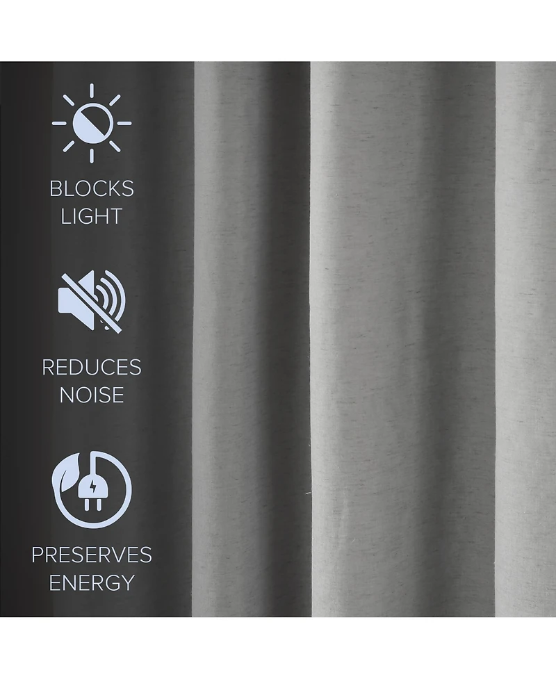 Linen Blend Total Blackout Grommet Curtains Pair