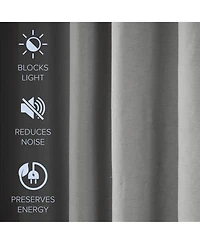 Linen Blend Total Blackout Grommet Curtains Pair