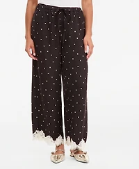On 34th Women's Pull-On Dot Lace-Trim Wide-Leg Pants, Macy's Exclusive