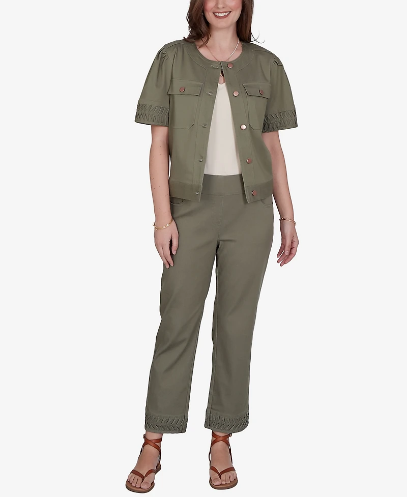 Ruby Rd. Petite Pleated Short-Sleeve Soft Denim Jacket