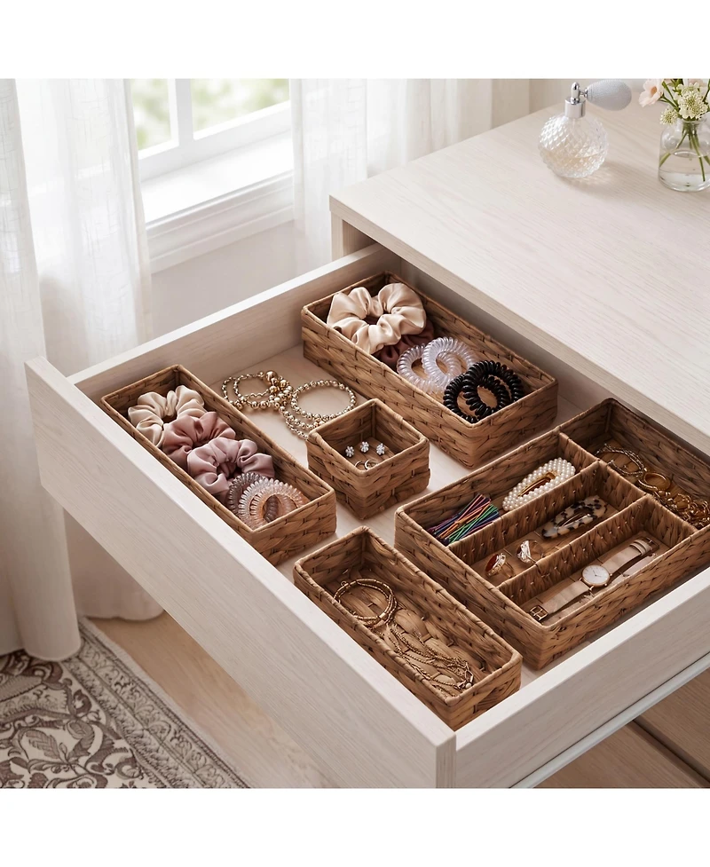 Best Choice Products 5PC Flatware Organizer Set, Woven Modular Silverware and Utensil Drawer Trays
