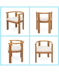 Asagikoiai 7-Piece Acacia Wood Patio Dining Set with Armrest Chairs and Cushions
