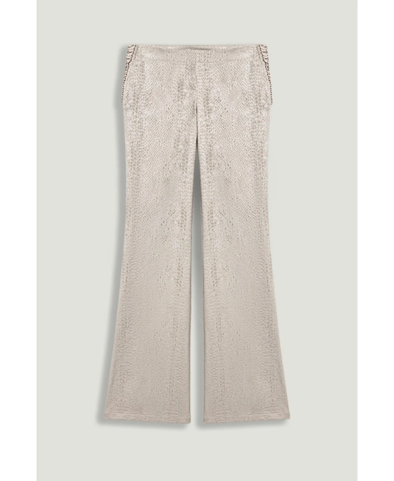 Nocturne Women's Snake Print Jacquard Flare Trousers