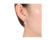Genevive Elegant Gold Plated Freshwater Pearl Dangle Earrings