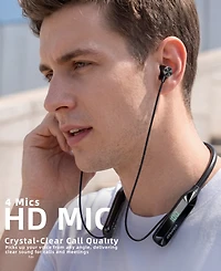 Sugift Wireless Neckband Headphones with Led Battery Display Magnetic Earbuds 200 Hour Playtime for Sports Gym Running