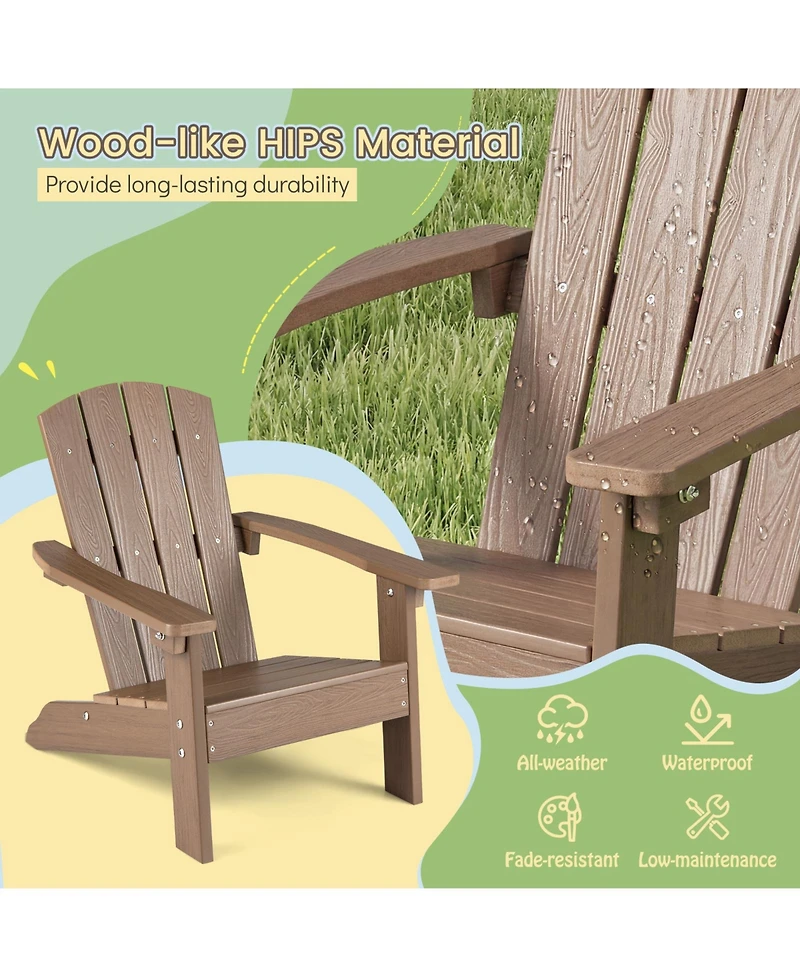 Gymax Piece Kid's Adirondack Chair All-Weather Hips Toddler Lawn w/ Ergonomic Design