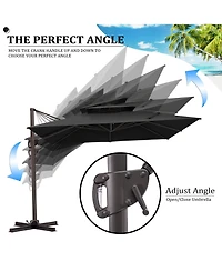 Pellebant Outdoor Patio Double Top 11x11Feet Square Aluminum Cantilever Umbrella with Base Brand