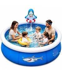 Aofar 8FT Inflatable Shark Sprinkler Pool Kids Adults Outdoor Water Play