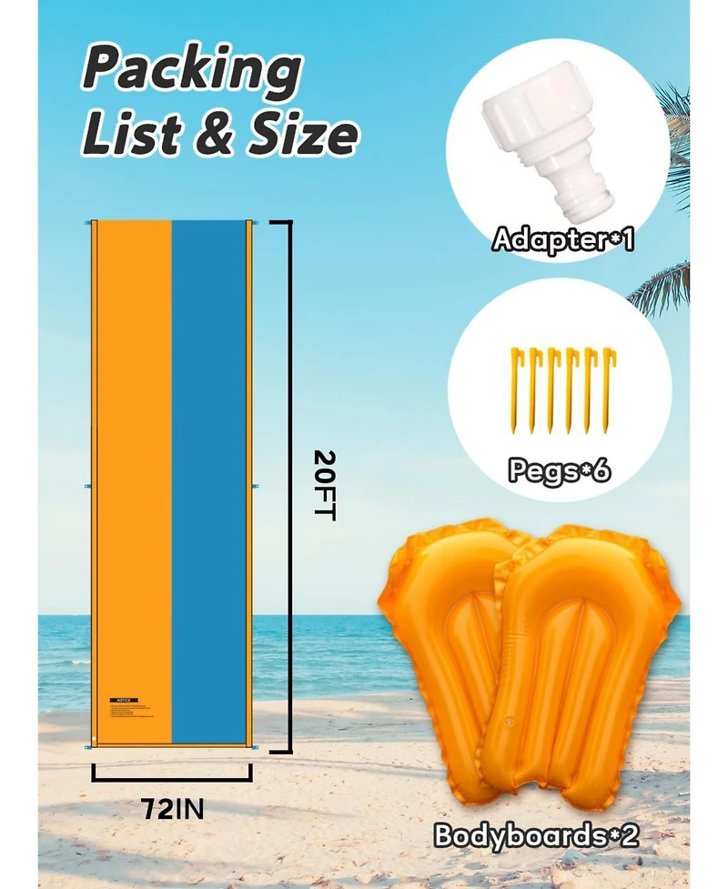 Aofar 20ft Slip Slide Inflatable Bodyboards Sprinkler Summer Heavy Duty