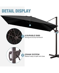 Pellebant Outdoor Patio 9X11Feet Aluminum Cantilever Umbrella with Rod Wheel Base