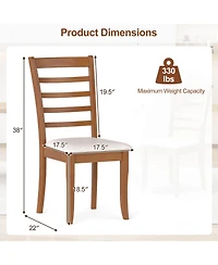 Costway Wooden Dining Chair Kitchen with Rubber Wood Legs and Slatted Backrest