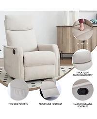 Clihome Heat Massage Manual Recliner Chair with Rocker and Swivel Fabric for Living Room