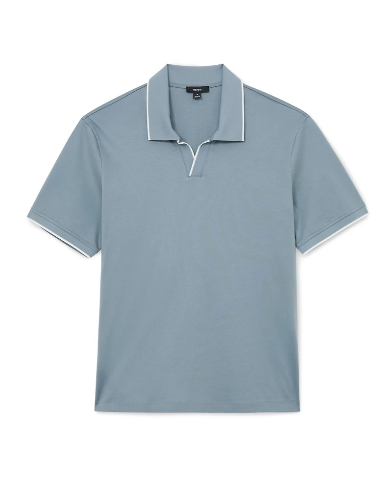 Reiss Men's Nico Airwater Cotton Tipped Open Collar Polo Shirt