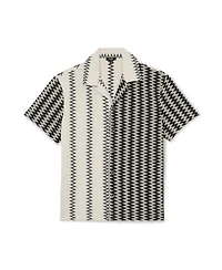Reiss Men's Dain Zig Zag Crochet Cuban Shirt