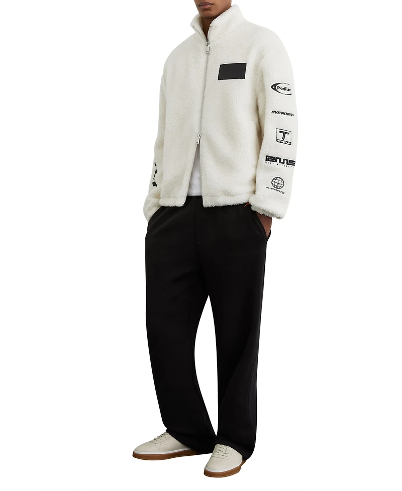 Reiss Men's Nylo Logo Embroidered Fleece Jacket