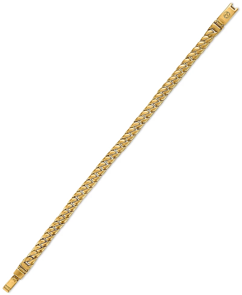 Esquire Men's Jewelry Polished Double Layer Chain Bracelet in Yellow-Plated Stainless Steel