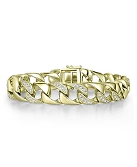 Men's Sterling Silver Iced Out Cubic Zirconia Miami Cuban Chain Bracelet