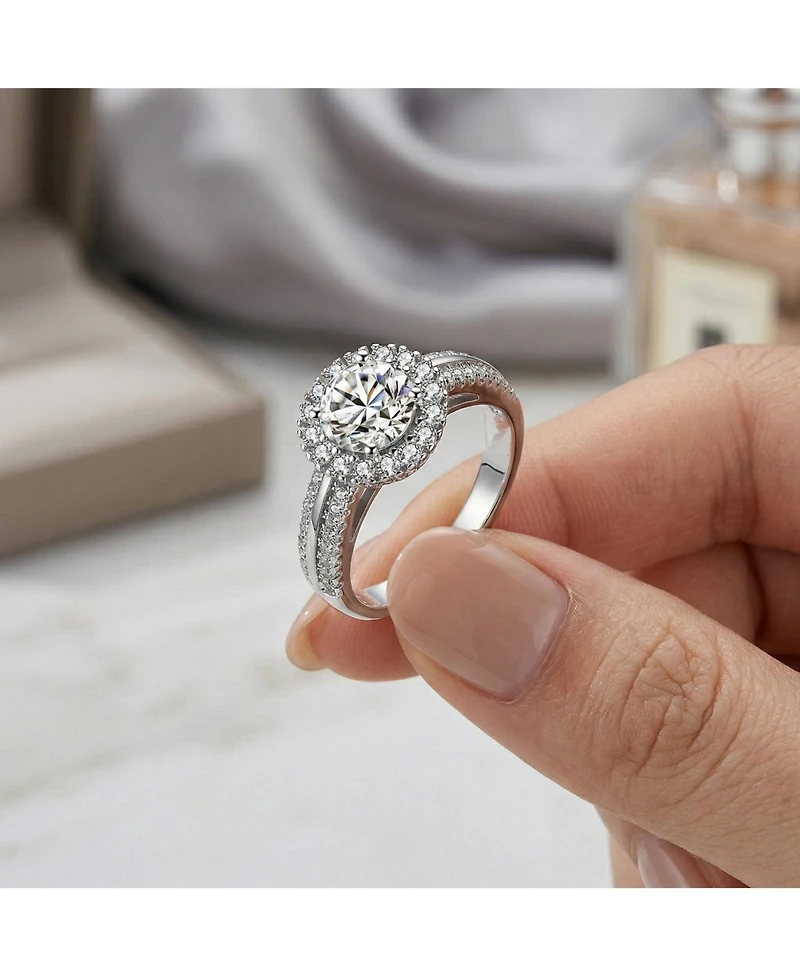 Sterling Silver Cubic Zirconia Circle Solitaire Ring