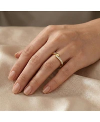 14k Yellow Gold Plated with Cubic Zirconia Bypass Stacking Ring Sterling Silver