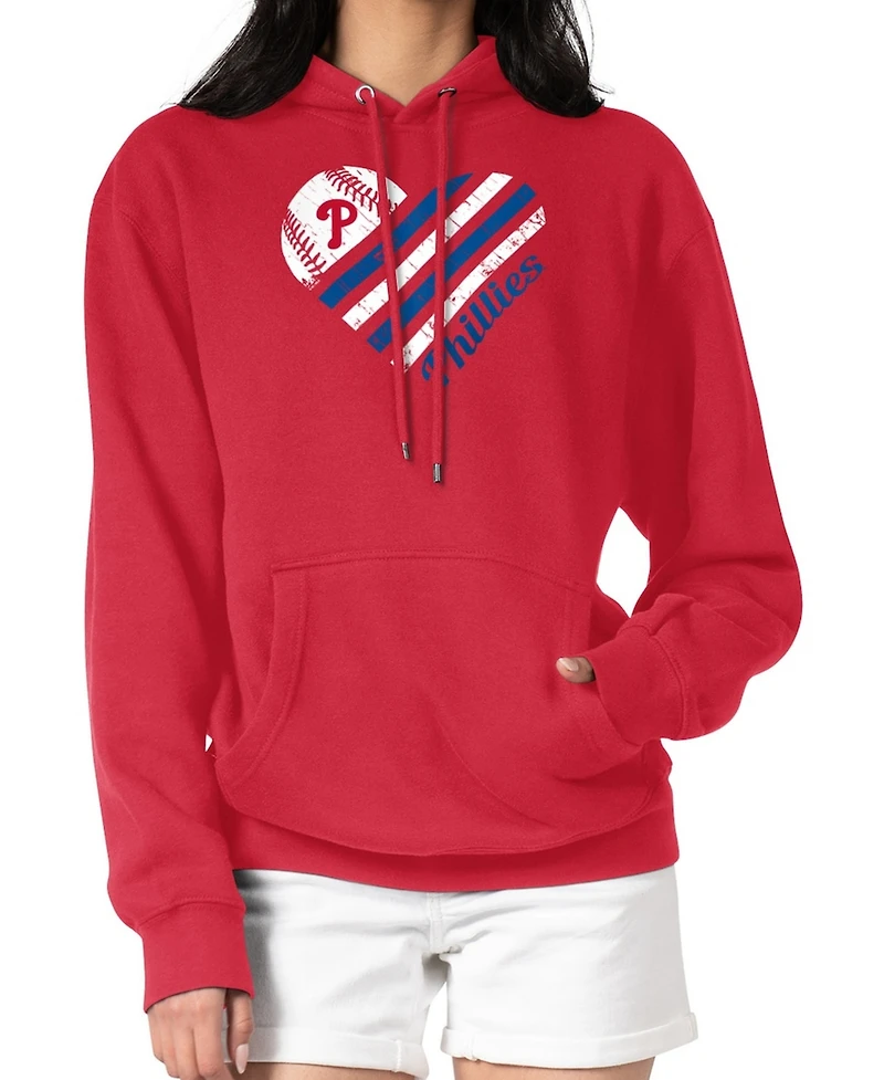 G-iii 4Her by Carl Banks Women's Red Philadelphia Phillies Heart Fleece Pullover Hoodie