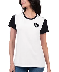 G-iii 4Her by Carl Banks Women's White/Black Las Vegas Raiders Fashion Illustration T-Shirt