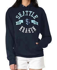 G-iii 4Her by Carl Banks Women's Navy Seattle Kraken City Graphic Fleece Pullover Hoodie
